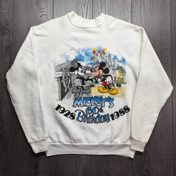 Disney Other - Vintage Disney Mickey's 60th Birthday Large Sweatshirt 1928-1988 White USA Made